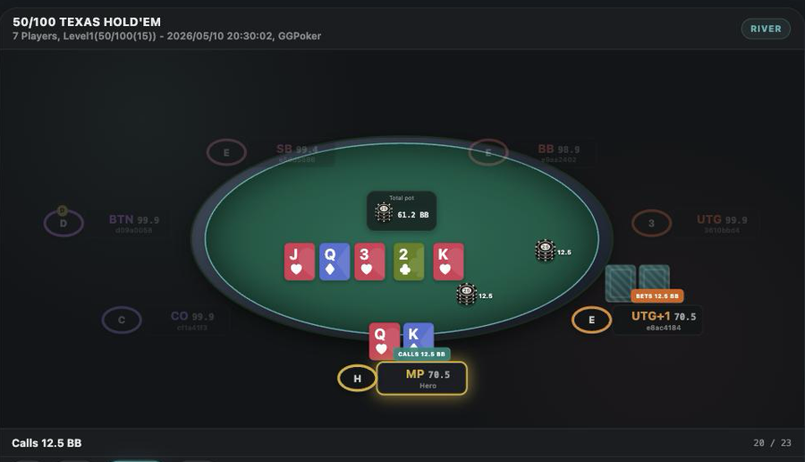 HH Studio: table replay of a tournament hand