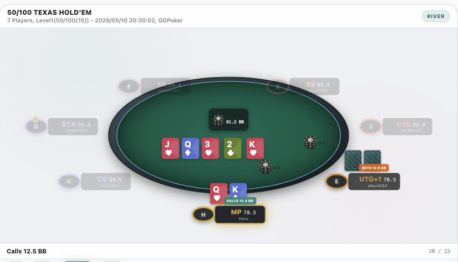 HH Studio: table replay of a tournament hand